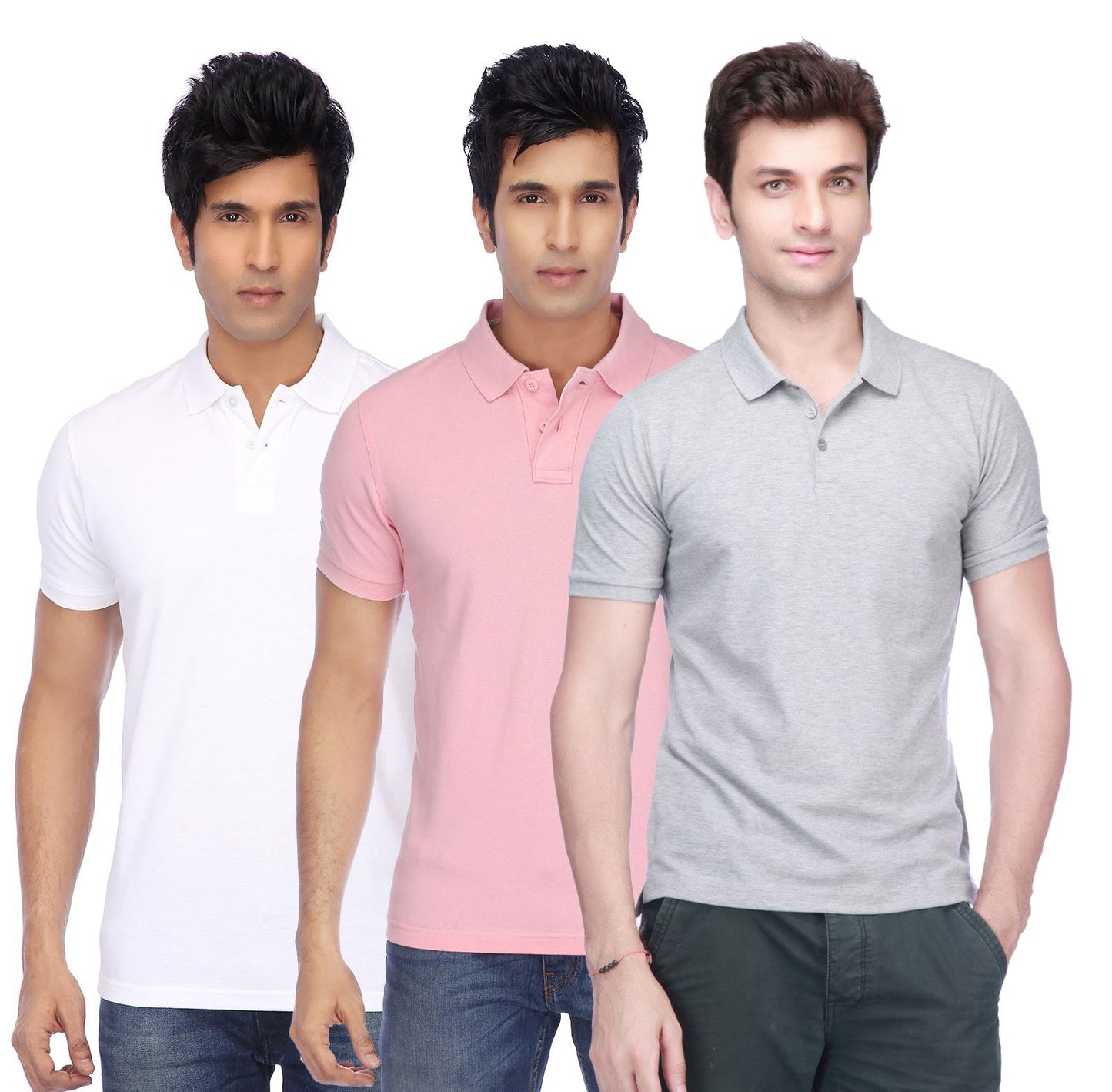 Poly Cotton Solid Half Sleeves Mens Polo T-shirt (Pack of 3)